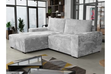 Denegal 3-istuttava vasemmanpuoleinen vuodesohva 130x190 cm säilytystilalla samettia - Harmaa - Huonekalut - Sohva - Vuodesohva - Divaanivuodesohva