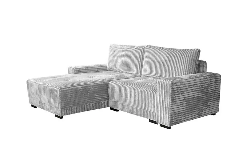 Denegal 3-istuttava vasemmanpuoleinen vuodesohva 130x190 cm säilytystilalla samettia, Harmaa