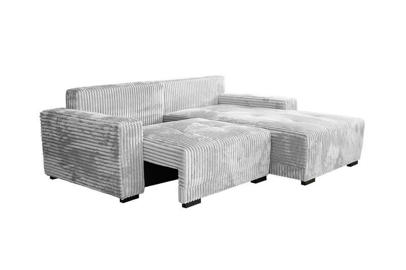 Denegal 3-istuttava vasemmanpuoleinen vuodesohva 130x190 cm säilytystilalla samettia - Harmaa - Huonekalut - Sohva - Vuodesohva - Divaanivuodesohva