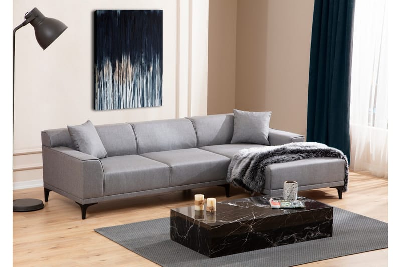 Divaanisohva 3:n ist Smithton - Harmaa - Huonekalut - Sohva - Kulmasohva - Kulmadivaanisohva