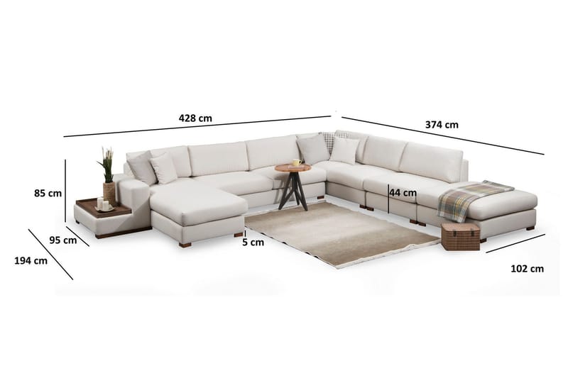 Divaanisohva Portiella - Beige - Huonekalut - Sohva - Kulmasohva - Kulmadivaanisohva