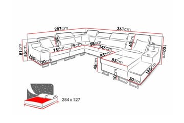 Galbally 5-istuttava kulmasohva - Huonekalut - Sohva - Vuodesohva - Kulmavuodesohva