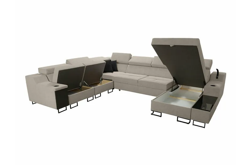 Galbally 5-sits Hörnsoffa Black - Huonekalut - Sohva - Vuodesohva - Kulmavuodesohva