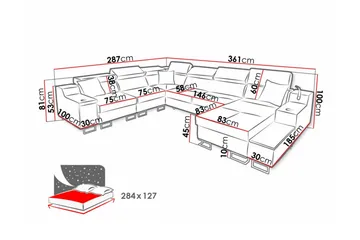 Galbally 5-sits Hörnsoffa Black - Huonekalut - Sohva - Vuodesohva - Kulmavuodesohva