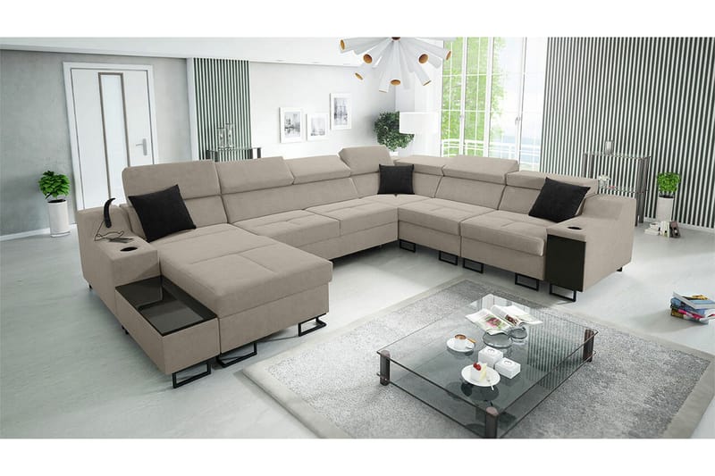 Galbally 5-sits Hörnsoffa NO_BRAND beige - Huonekalut - Sohva - Kulmasohva