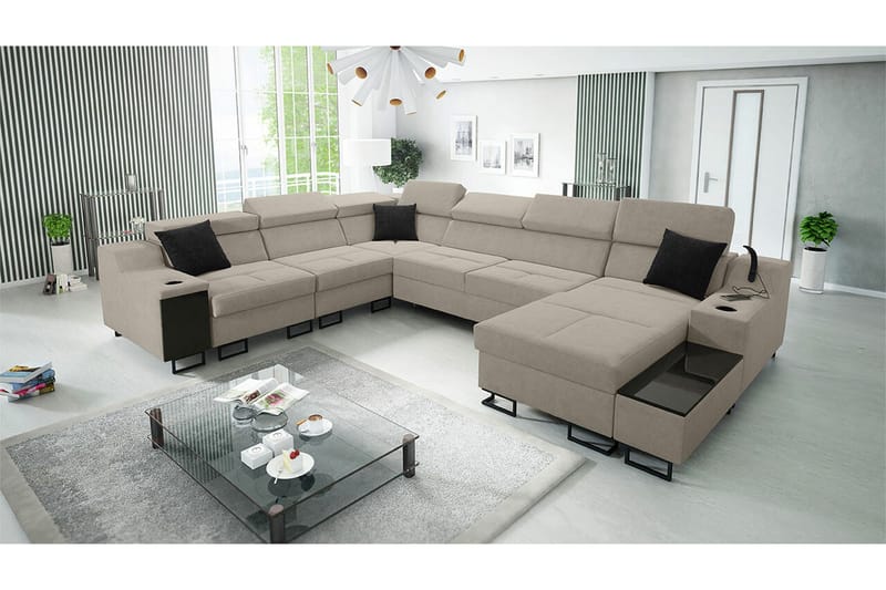 Galbally 5-sits Hörnsoffa NO_BRAND Beige - Huonekalut - Sohva - Kulmasohva