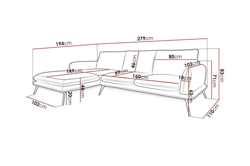 Graystone 3-sits Hörnsoffa Dark grey - Huonekalut - Sohva - Kulmasohva