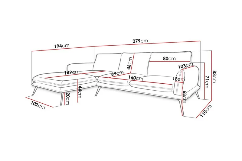 Graystone 3-sits Hörnsoffa Yellow - Huonekalut - Sohva - Kulmasohva