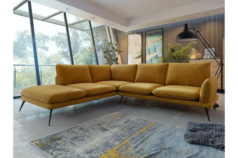 Graystone 4-sits Hörnsoffa Dark yellow - Huonekalut - Sohva - Kulmasohva