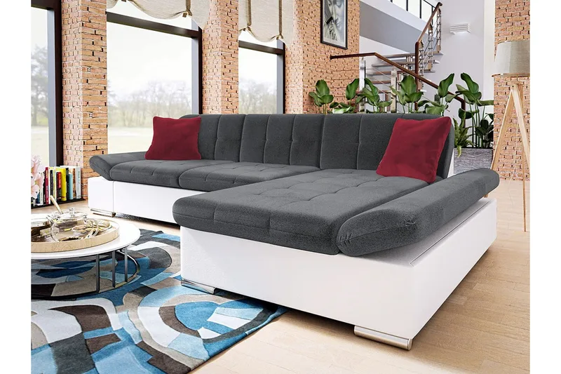 Kintore 3-sits Hörnsoffa Dark Grey/White - Huonekalut - Sohva - Divaanisohva - 3 istuttava sohva divaanilla