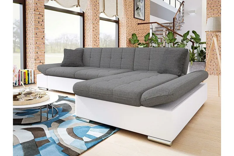 Kintore 3-sits Hörnsoffa Light Grey/White - Huonekalut - Sohva - Kulmasohva