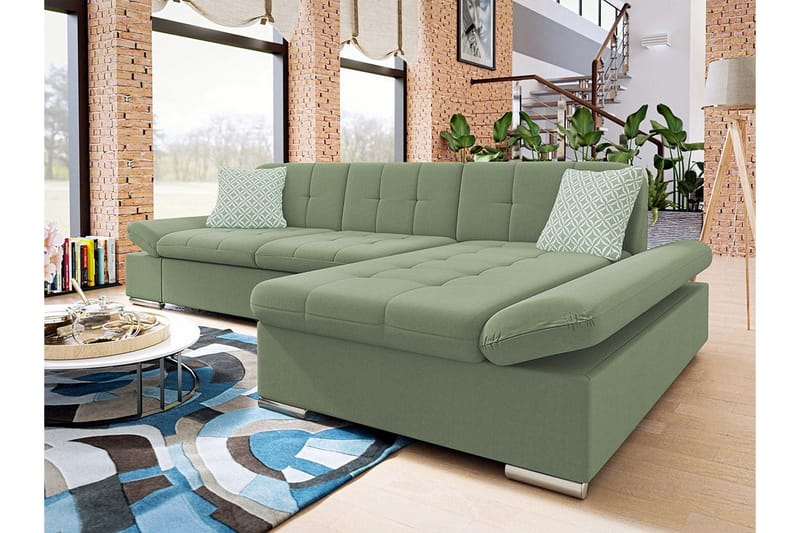 Kintore 3-sits Hörnsoffa NO_BRAND Light green - Huonekalut - Sohva - Divaanisohva - 3 istuttava sohva divaanilla