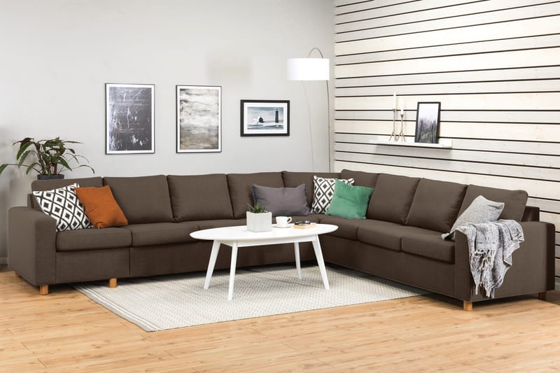 Crazy 7-istuttava Käännettävä L-muotoinen XX-Large Kulmasohva Kankaalla - Ruskea - Huonekalut - Sohva - Kulmasohva