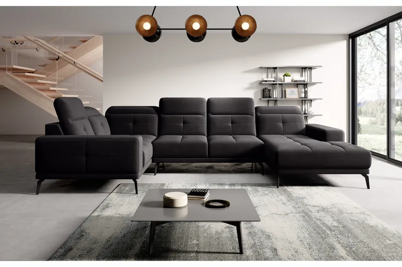 Kulmasohva divaanilla Hagami - Musta - Huonekalut - Sohva - Kulmasohva - Kulmadivaanisohva