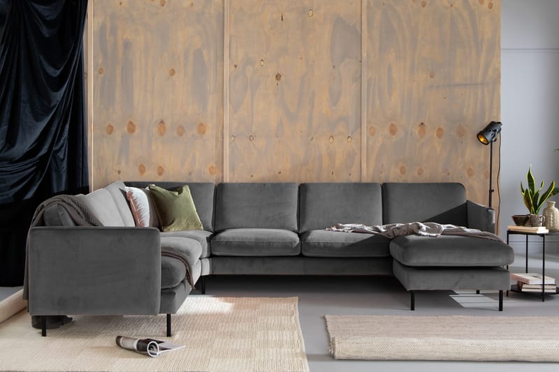 Kulmasohva Elion divaanilla Oikea Sametti - Vaaleanharmaa - Huonekalut - Sohva - Kulmasohva - Kulmadivaanisohva