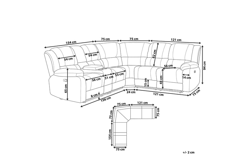 Kulmasohva 5 ist säädettävä Harmaa Rokke - Grå - Huonekalut - Sohva - Mekanismisohva