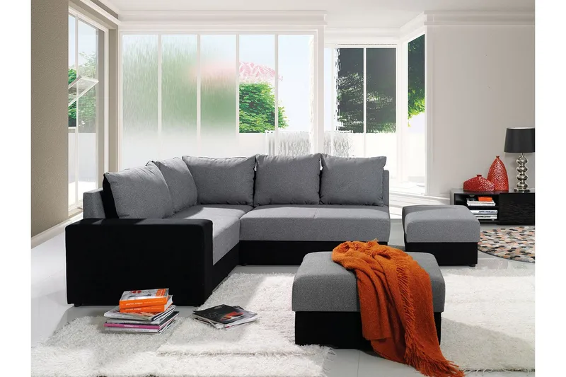 Kulmasohva Barriga - Valkoinen/Harmaa - Huonekalut - Sohva - Vuodesohva - Kulmavuodesohva