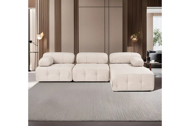 Kulmasohva Belgin 3:n ist, Vaaleanruskea