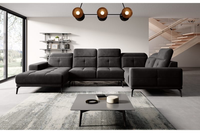 Kulmasohva divaanilla Hagami - Musta - Huonekalut - Sohva - Kulmasohva - Kulmadivaanisohva