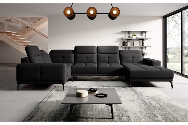 Kulmasohva divaanilla Hagami - Musta - Huonekalut - Sohva - Kulmasohva - Kulmadivaanisohva