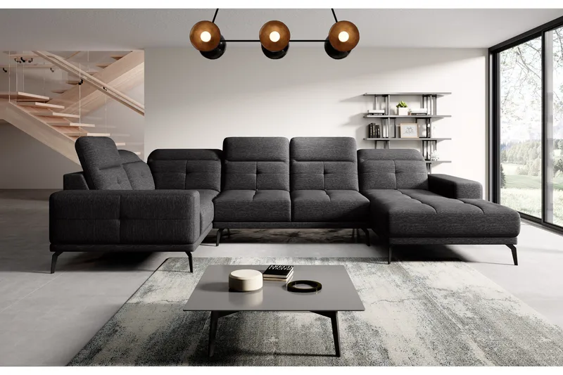 Kulmasohva divaanilla Hagami - Tummanharmaa - Huonekalut - Sohva - Kulmasohva - Kulmadivaanisohva