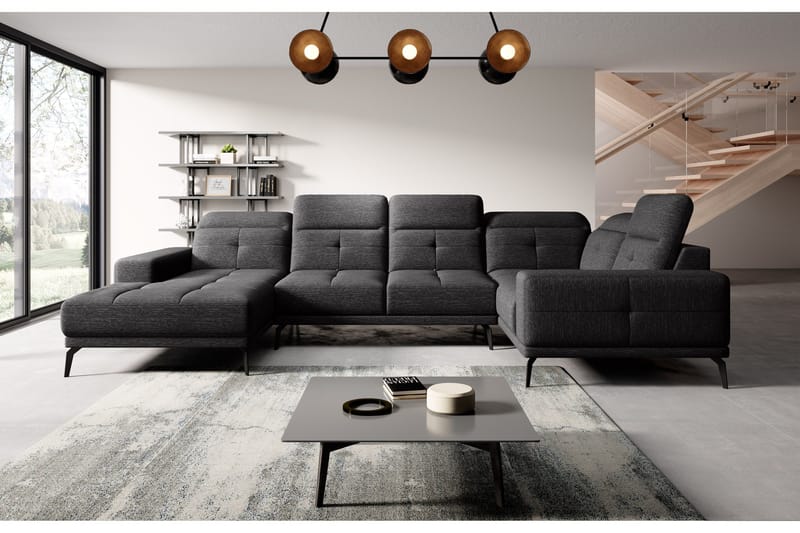 Kulmasohva divaanilla Hagami - Tummanharmaa - Huonekalut - Sohva - Kulmasohva - Kulmadivaanisohva