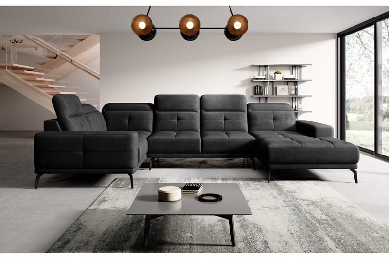 Kulmasohva divaanilla Hagami - Tummanharmaa - Huonekalut - Sohva - Kulmasohva - Kulmadivaanisohva