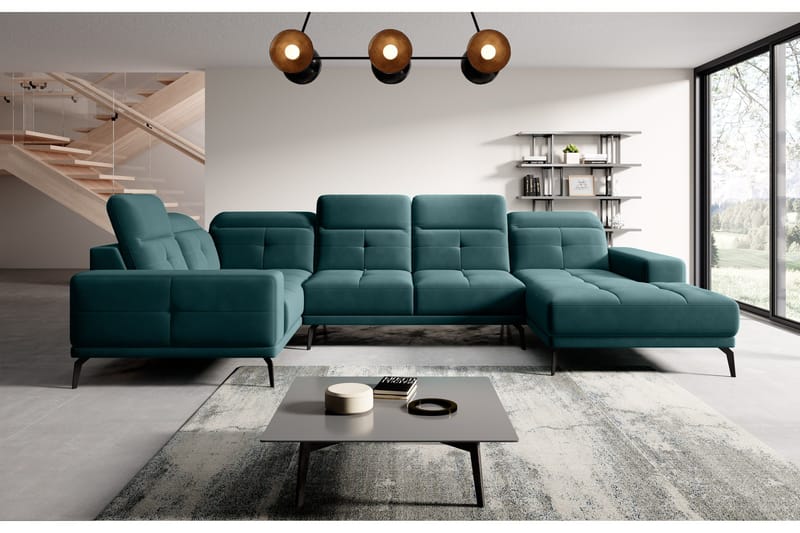 Kulmasohva divaanilla Hagami - Turkoosi - Huonekalut - Sohva - Kulmasohva - Kulmadivaanisohva