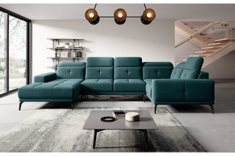 Kulmasohva divaanilla Hagami - Turkoosi - Huonekalut - Sohva - Kulmasohva - Kulmadivaanisohva