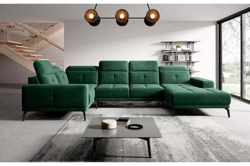 Kulmasohva divaanilla Hagami - Vihreä - Huonekalut - Sohva - Kulmasohva - Kulmadivaanisohva