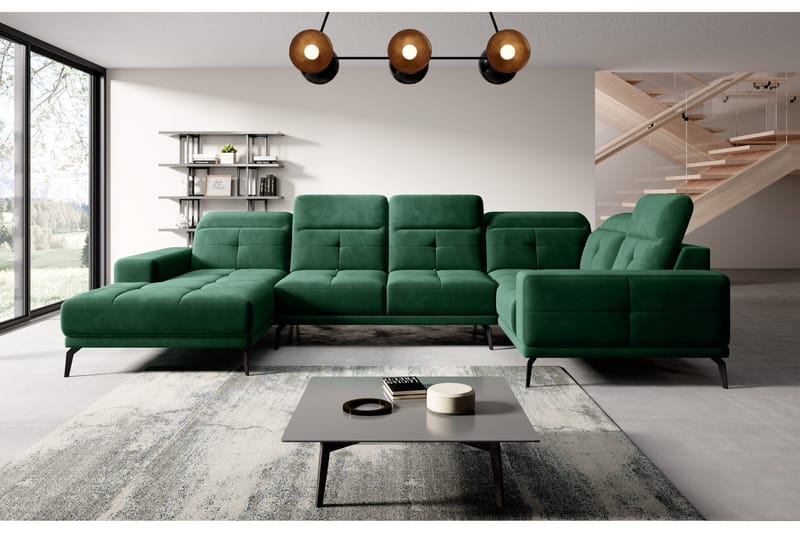 Kulmasohva divaanilla Hagami - Vihreä - Huonekalut - Sohva - Kulmasohva - Kulmadivaanisohva