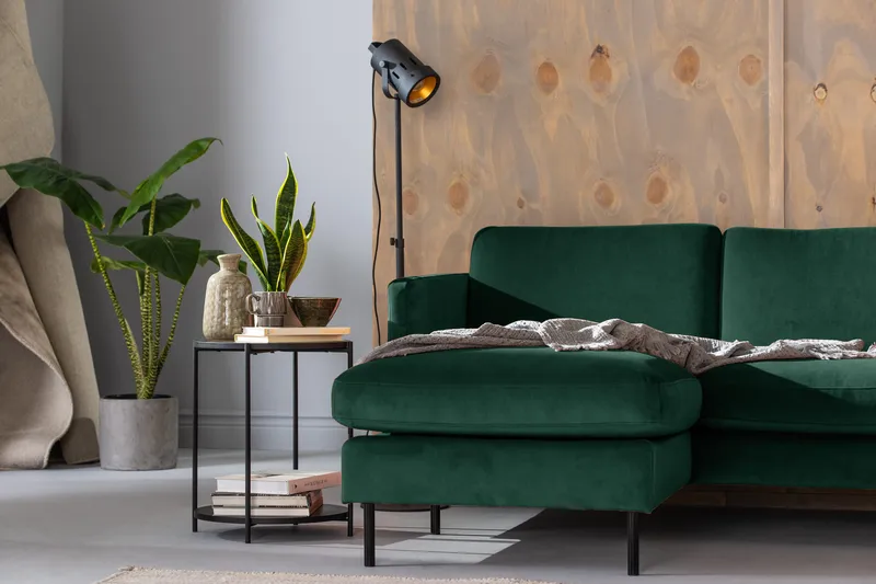 Kulmasohva Elion divaanilla Vasen Sametti - Vihreä - Huonekalut - Sohva - Kulmasohva - Kulmadivaanisohva