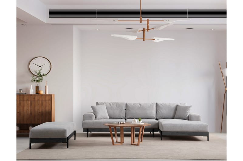 Kulmasohva Eti 3:n ist - Harmaa - Huonekalut - Sohva - Divaanisohva - 4 istuttava sohva divaanilla