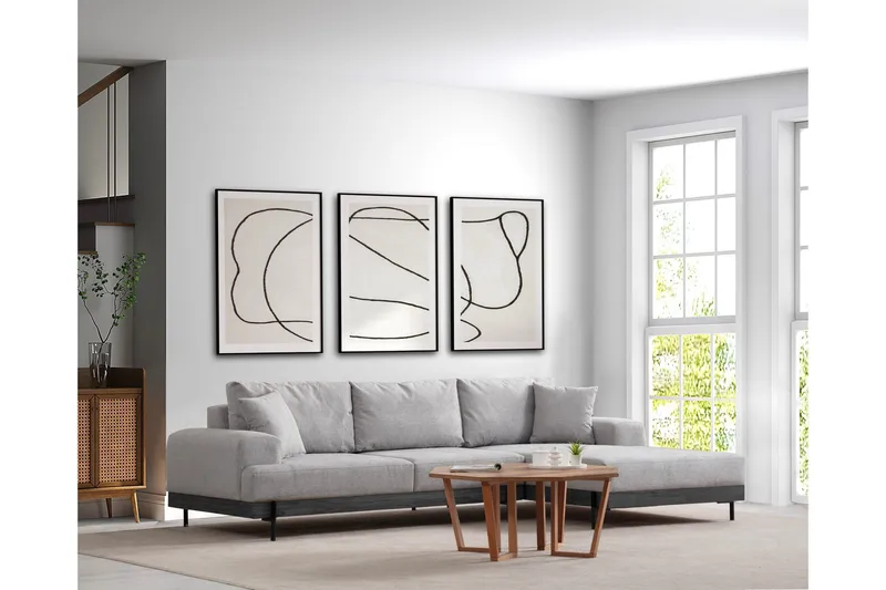 Kulmasohva Eti 3:n ist - Harmaa - Huonekalut - Sohva - Divaanisohva - 4 istuttava sohva divaanilla