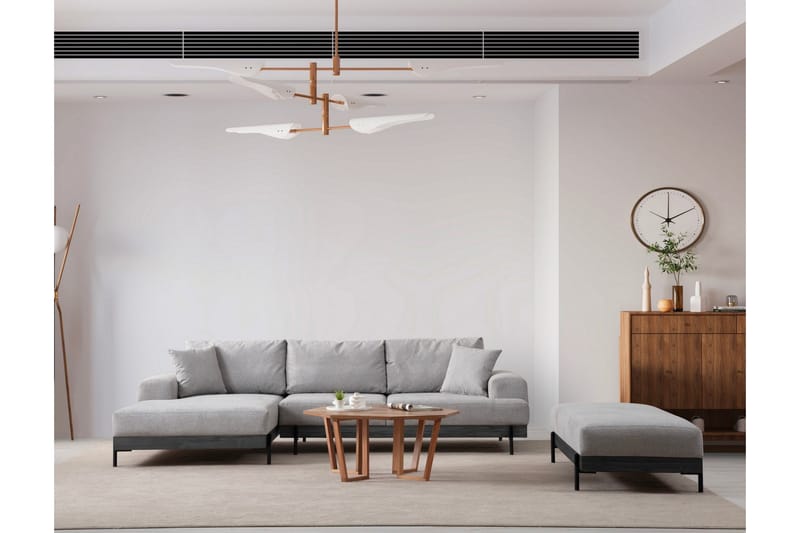 Kulmasohva Eti 3:n ist - Harmaa - Huonekalut - Sohva - Divaanisohva - 4 istuttava sohva divaanilla