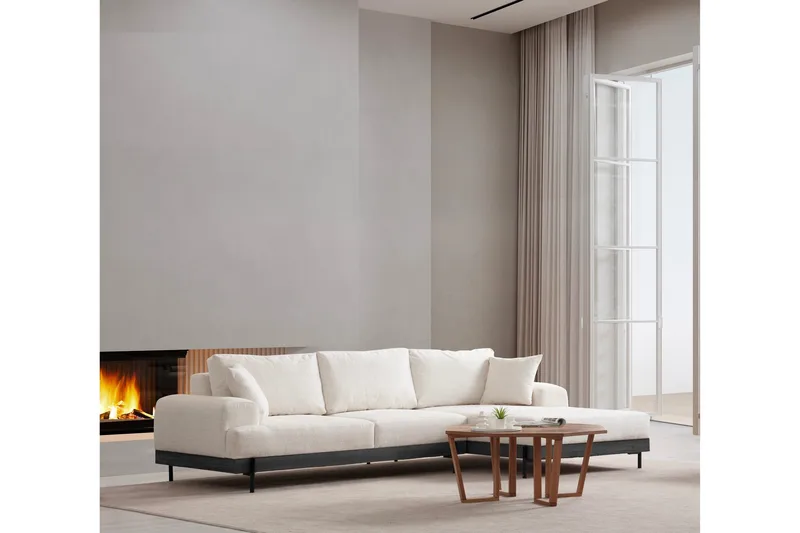 Kulmasohva Eti 3:n ist - Valkoinen - Huonekalut - Sohva - Divaanisohva - 4 istuttava sohva divaanilla