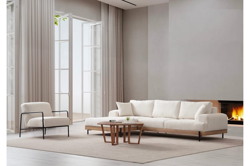 Kulmasohva Eti 3:n ist - Valkoinen - Huonekalut - Sohva - Divaanisohva - 4 istuttava sohva divaanilla