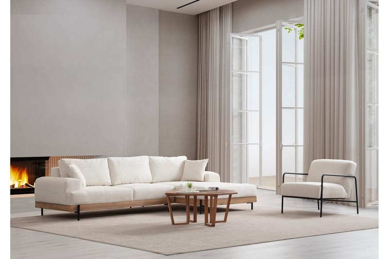 Kulmasohva Eti 3:n ist - Valkoinen - Huonekalut - Sohva - Divaanisohva - 4 istuttava sohva divaanilla