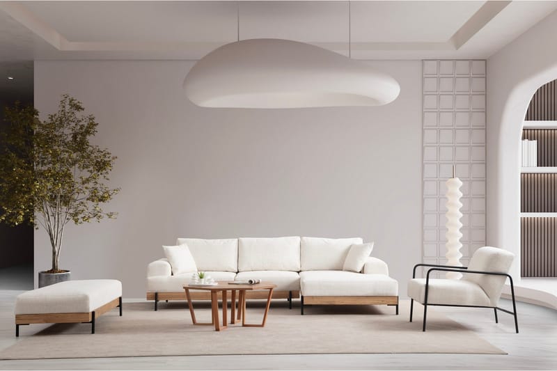 Kulmasohva Eti 3:n ist - Valkoinen - Huonekalut - Sohva - Divaanisohva - 4 istuttava sohva divaanilla