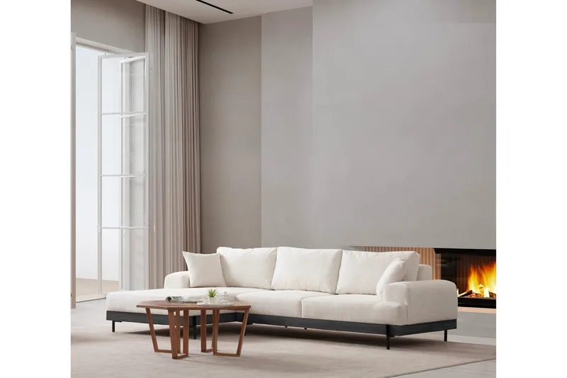 Kulmasohva Eti 3:n ist - Valkoinen - Huonekalut - Sohva - Divaanisohva - 4 istuttava sohva divaanilla