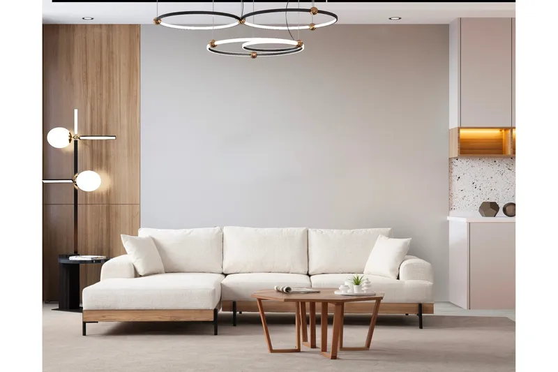 Kulmasohva Eti 3:n ist - Valkoinen - Huonekalut - Sohva - Divaanisohva - 4 istuttava sohva divaanilla