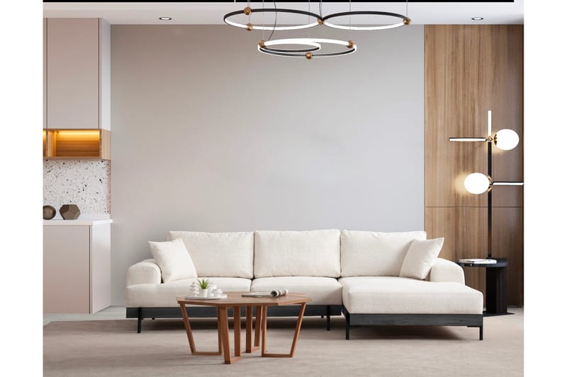 Kulmasohva Eti 3:n ist - Valkoinen - Huonekalut - Sohva - Divaanisohva - 4 istuttava sohva divaanilla