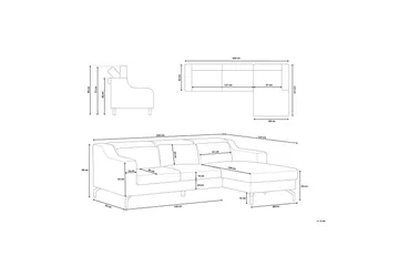 Kulmasohva Glosli 220 cm - Sininen - Huonekalut - Sohva - Kulmasohva