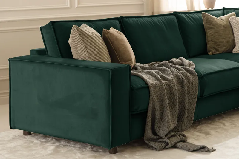 Kulmasohva Leonora Sametti - Vihreä - Huonekalut - Sohva - Kulmasohva