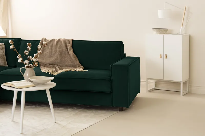 Kulmasohva Leonora Sametti - Vihreä - Huonekalut - Sohva - Kulmasohva