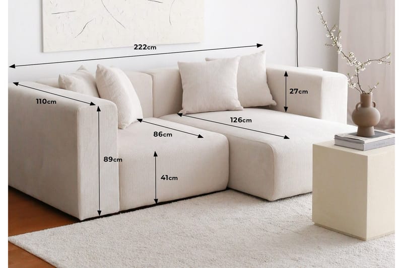 Kulmasohva Yolo 2:n ist - Valkoinen - Huonekalut - Sohva - Kulmasohva - Kulmadivaanisohva