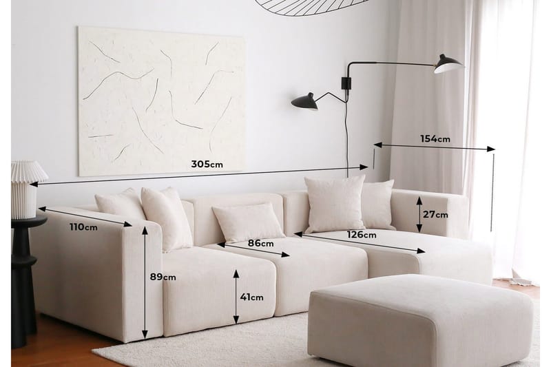 Kulmasohva Yolo 4:n ist - Valkoinen - Huonekalut - Sohva - Kulmasohva - Kulmadivaanisohva