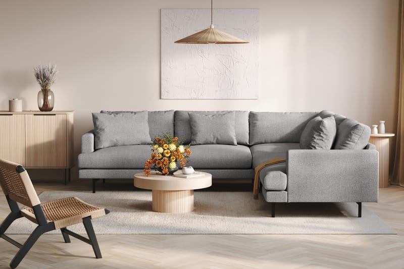 Menard 6-istuttava Oikeakätinen L-muotoinen Kulmasohva Kankaasta - Harmaa - Huonekalut - Sohva - Kulmasohva