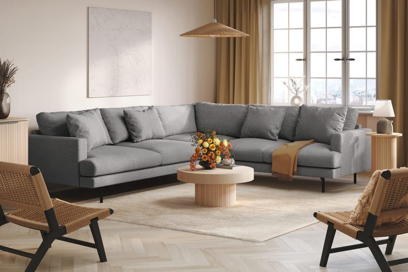 Menard 6-istuttava Oikeakätinen L-muotoinen Kulmasohva Kankaasta - Harmaa - Huonekalut - Sohva - Kulmasohva