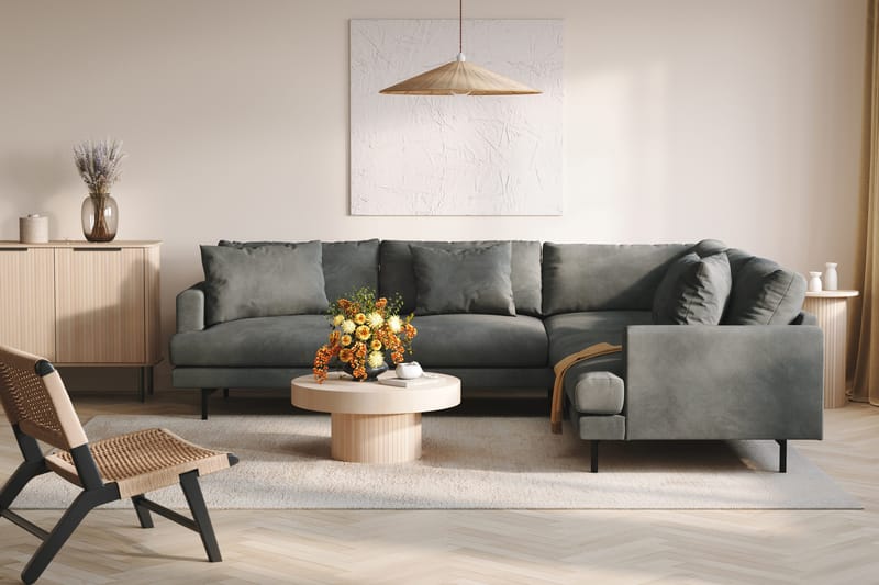 Menard 6-istuttava Oikeakätinen L-muotoinen Kulmasohva Manchesterista - Harmaa - Huonekalut - Sohva - Kulmasohva